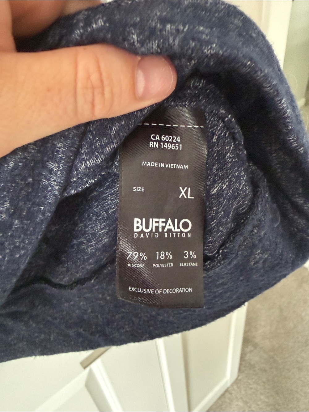Super soft Buffalo David Bitton Heathered Navy Pullover - Picture 4 of 6